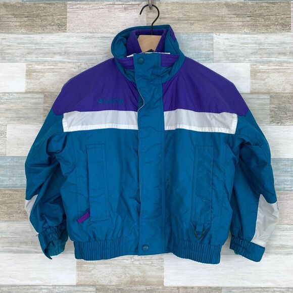 Columbia Vintage 90s Bugaboo 3 in 1 Ski Jacket Purple Blue Retro Kids Unisex 7 8 - Picture 1 of 11